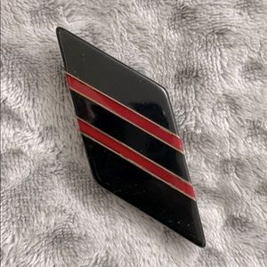 Black Red Brooch Pin Vintage